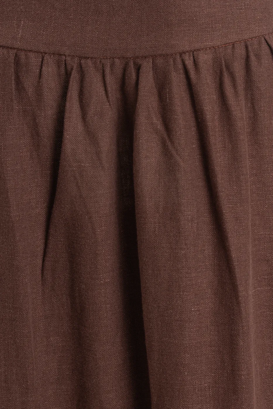 Bayan Kahverengi %100 Keten Midi Etek