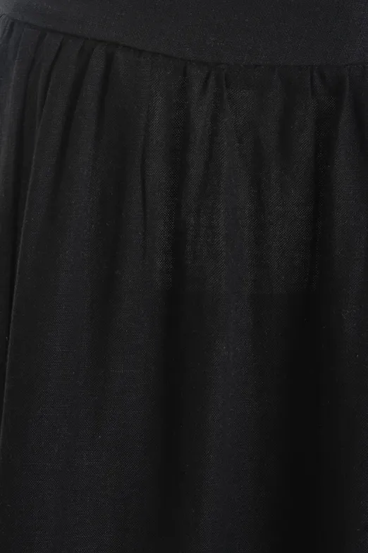 Bayan Siyah %100 Keten Midi Etek - BSL