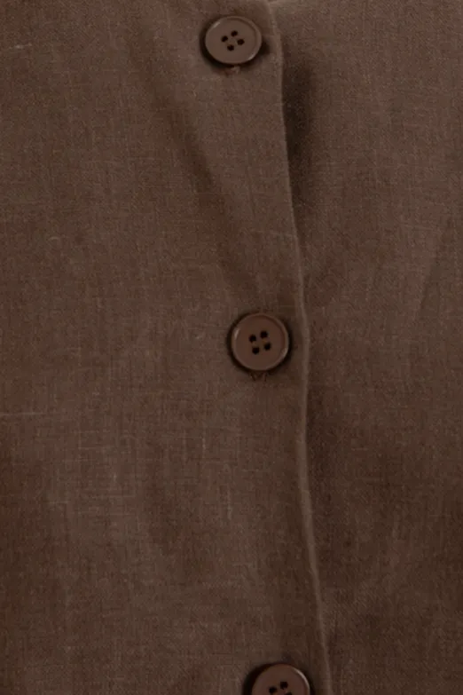 Bayan Kahverengi %100 Keten Yelek - BSL