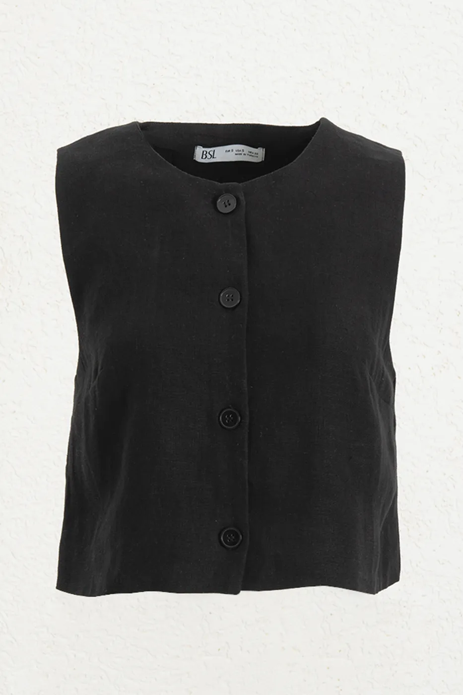 Bayan Siyah %100 Keten Yelek