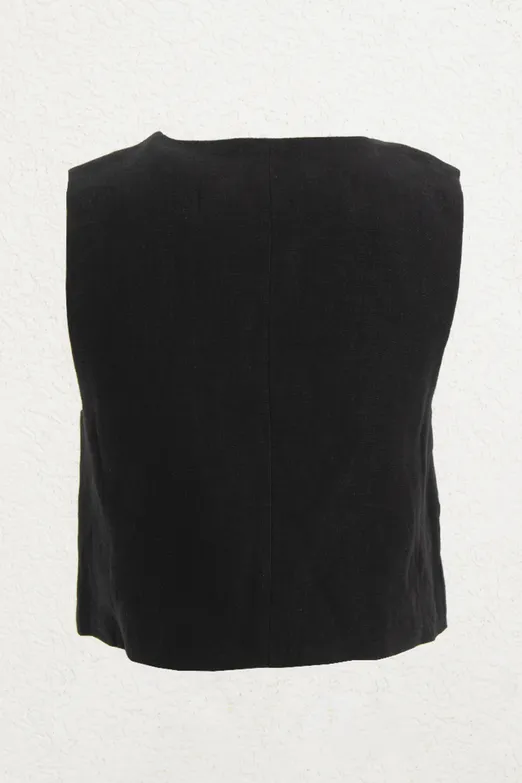 Bayan Siyah %100 Keten Yelek - BSL