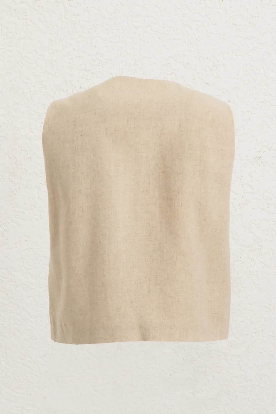 Bayan Bej Brit Detaylı Keten Yelek