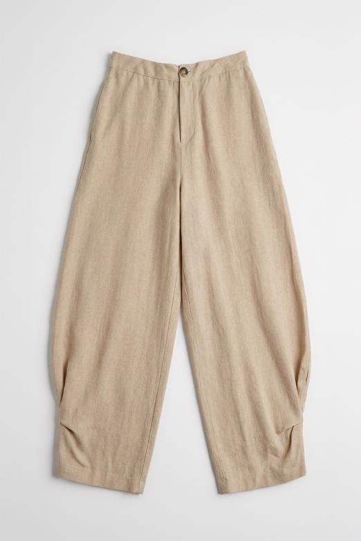 Bayan  Balon Kesim Keten Pantolon