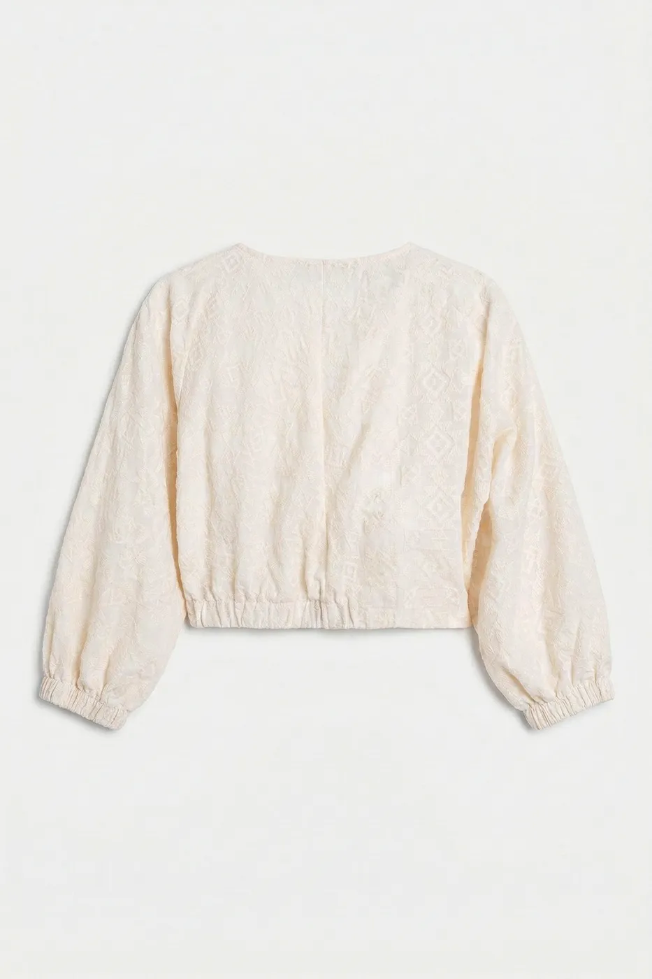 Bayan Ekru Cotton Bağlamalı Bluz