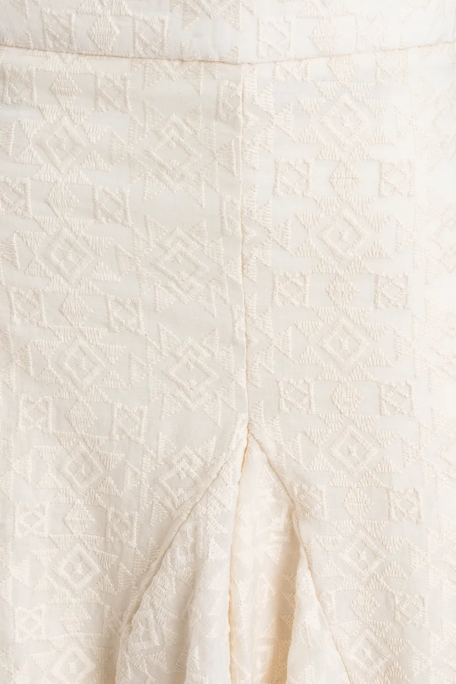 Bayan Ekru Fırfır Volanlı  Midi Etek