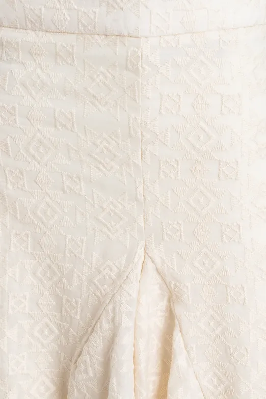 Bayan Ekru Fırfır Volanlı Midi Etek - BSL