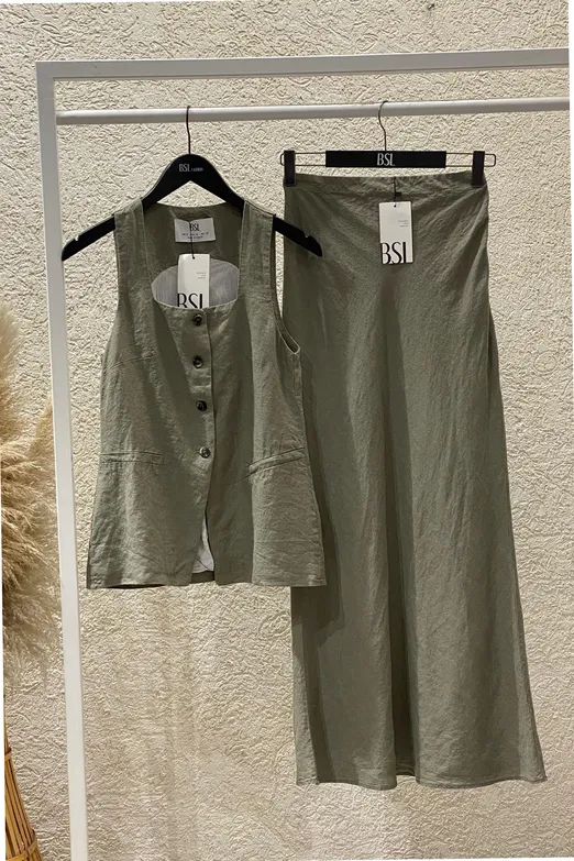 Bayan Haki % 100 Keten Balık Etek - BSL