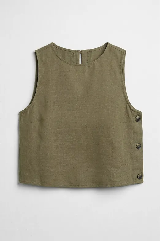 Bayan Haki % 100  Keten  Oversize Bluz - BSL