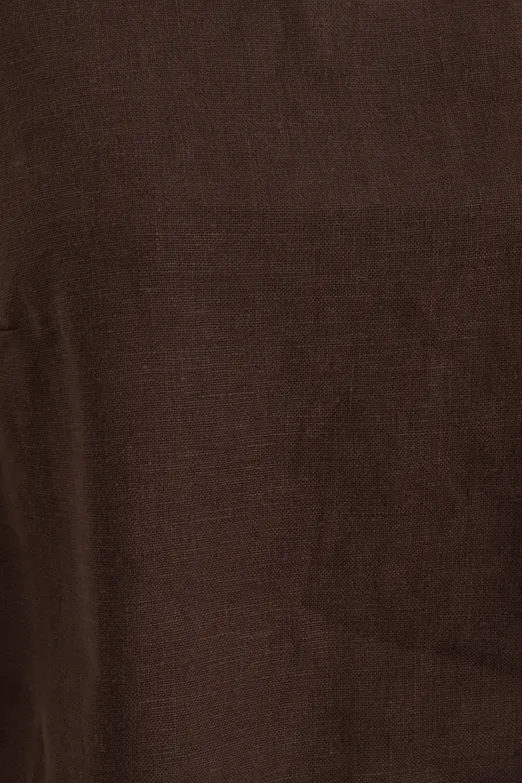 Bayan Kahverengi % 100  Keten  Oversize Bluz - BSL