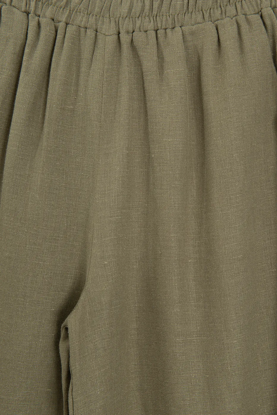 Bayan Haki % 100  Keten Oversize Pantolon