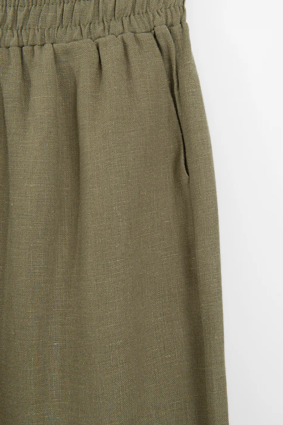 Bayan Haki % 100  Keten Oversize Pantolon