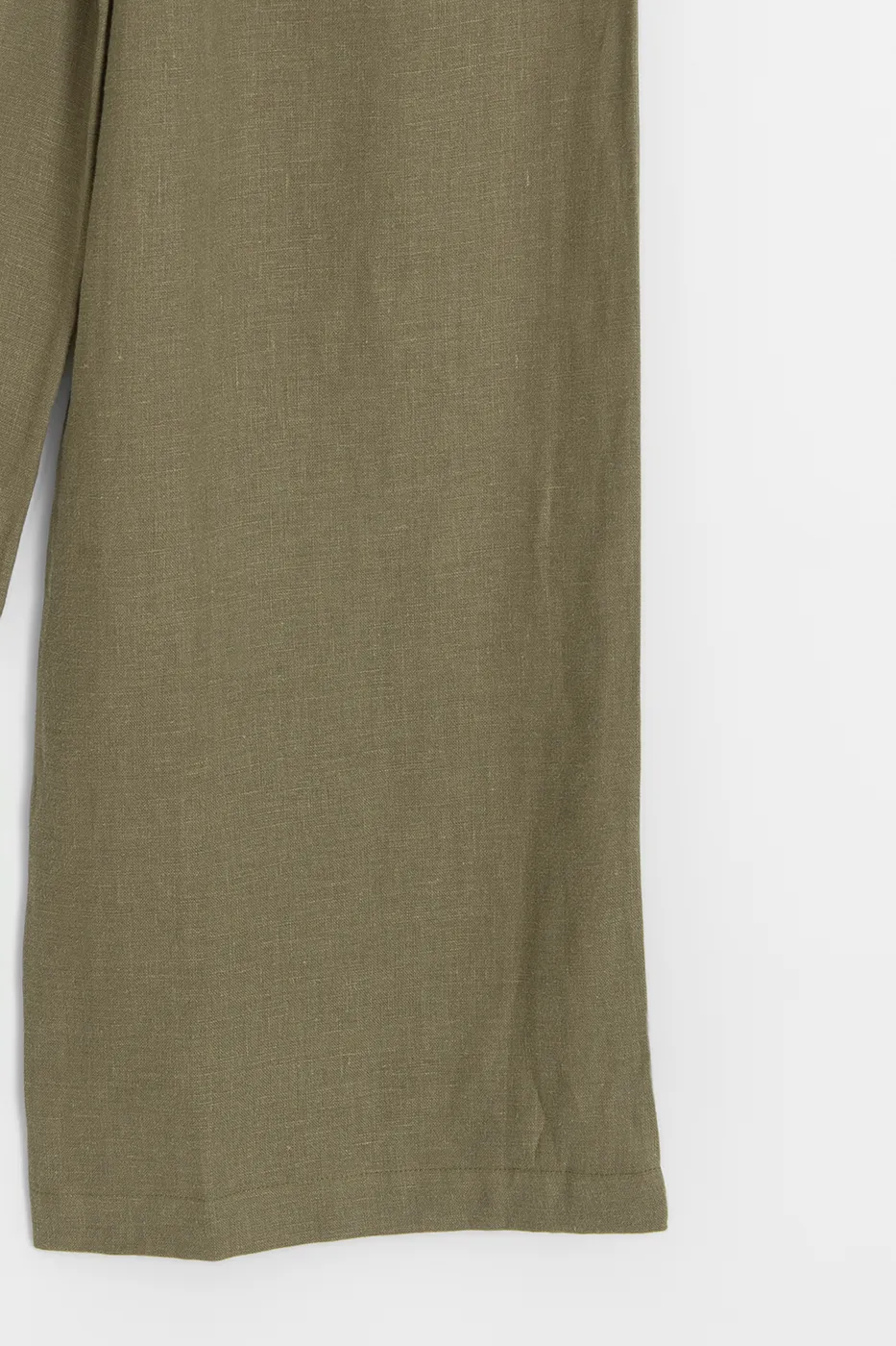 Bayan Haki % 100  Keten Oversize Pantolon