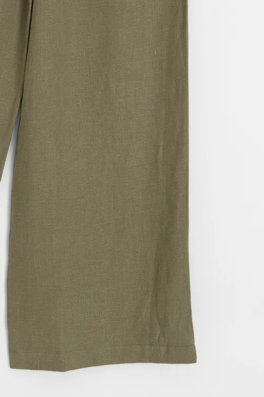 Bayan Haki % 100  Keten Oversize Pantolon - BSL