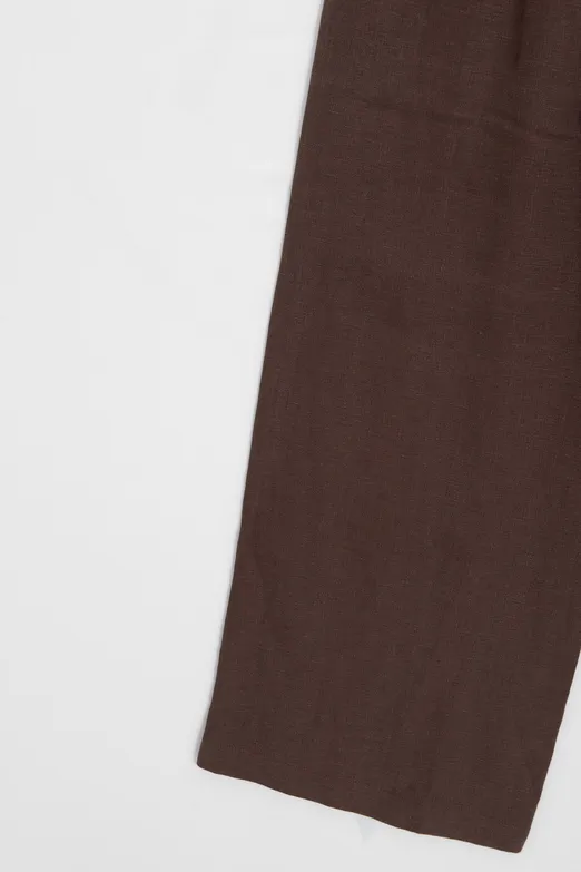 Bayan Kahverengi % 100  Keten Oversize Pantolon - BSL