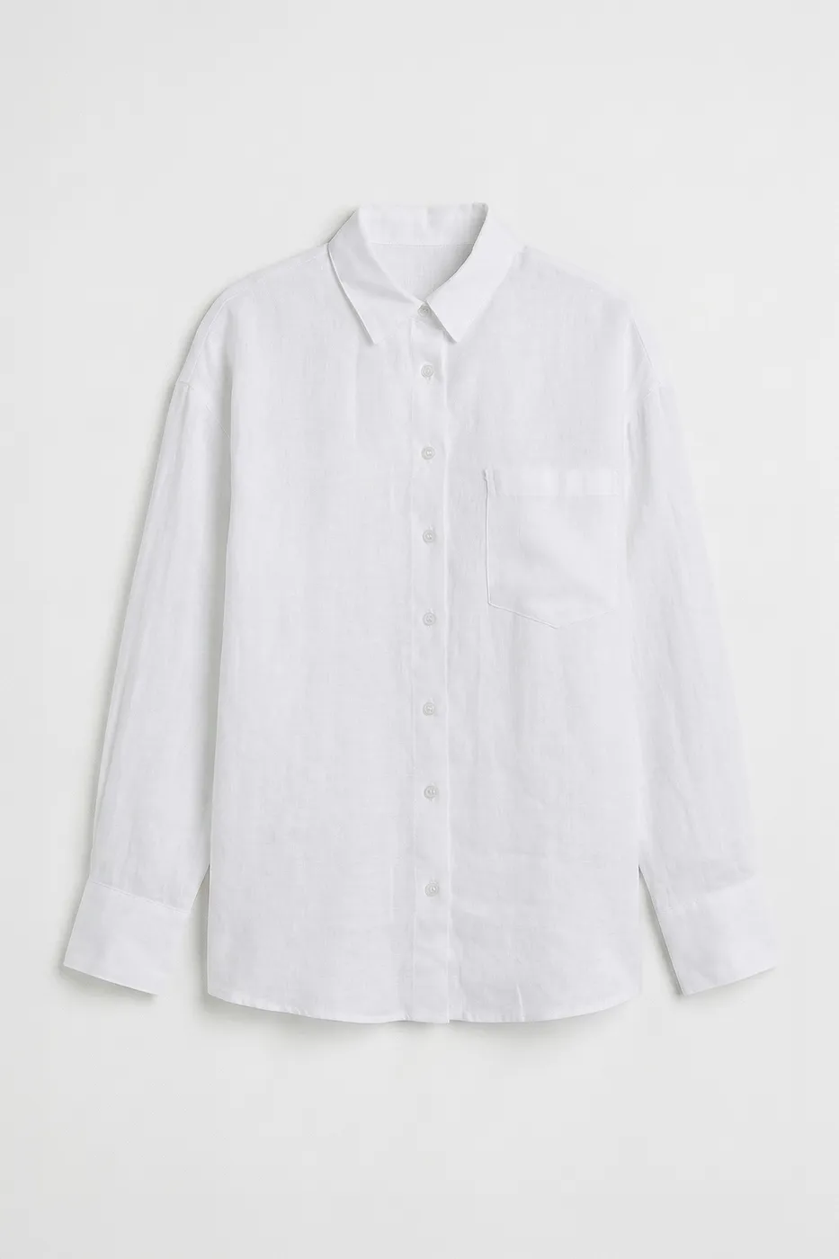 Bayan Beyaz % 100 Keten Oversıze Gömlek