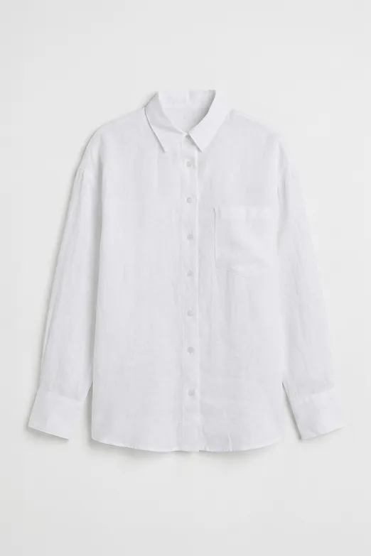 Bayan Beyaz % 100 Keten Oversıze Gömlek - BSL