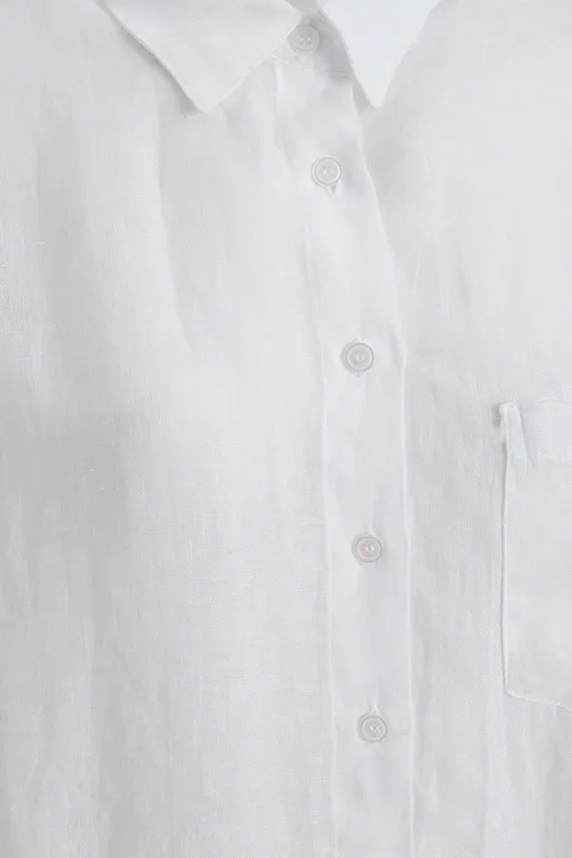 Bayan Beyaz % 100 Keten Oversıze Gömlek - BSL