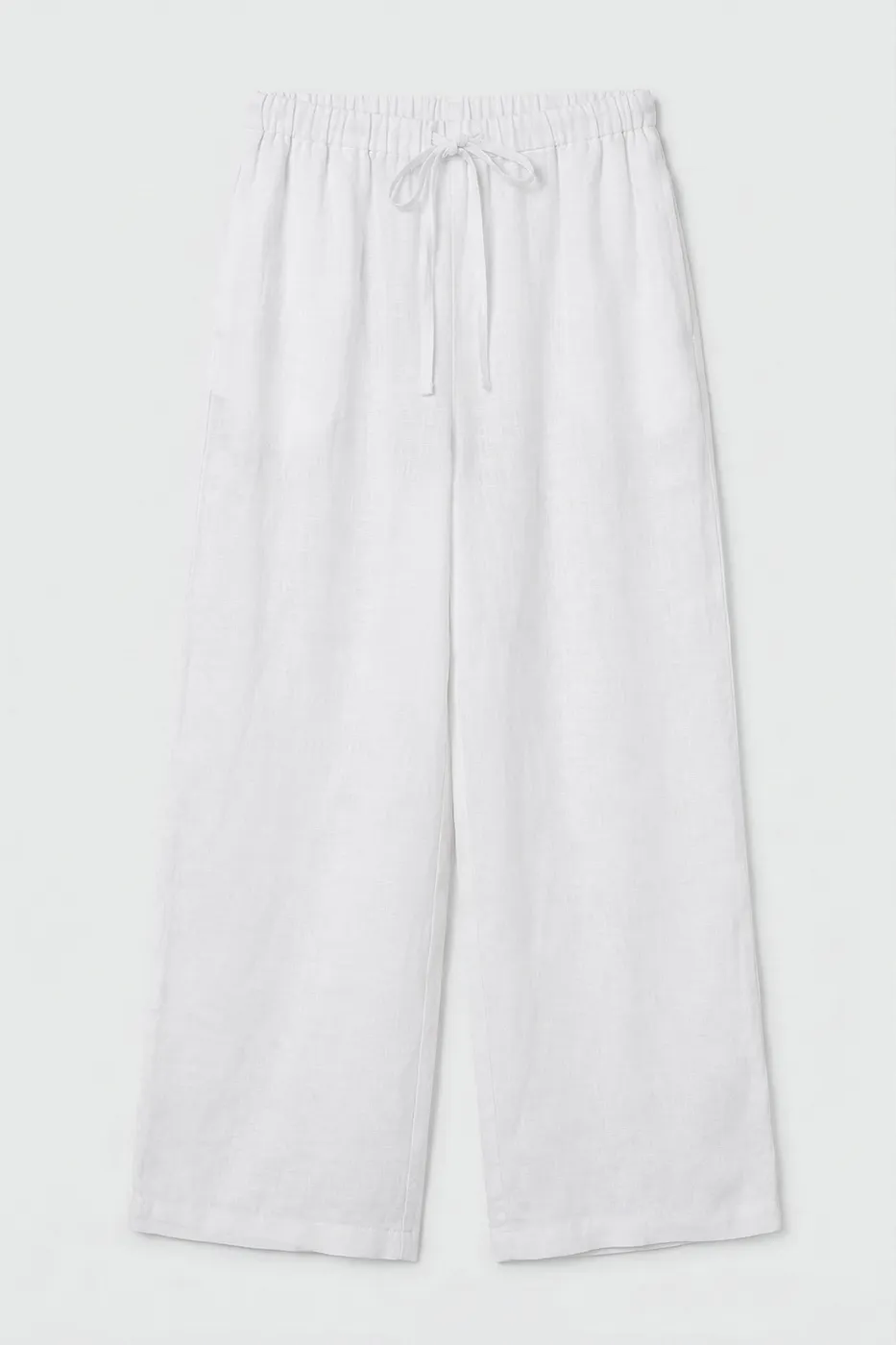 Bayan Beyaz % 100 Keten  Bol Pantolon