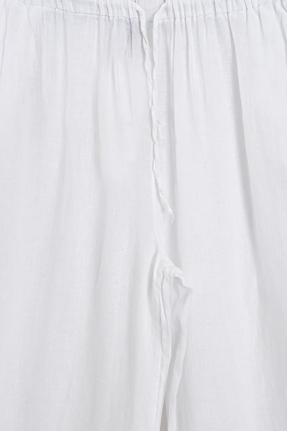 Bayan Beyaz % 100 Keten  Bol Pantolon