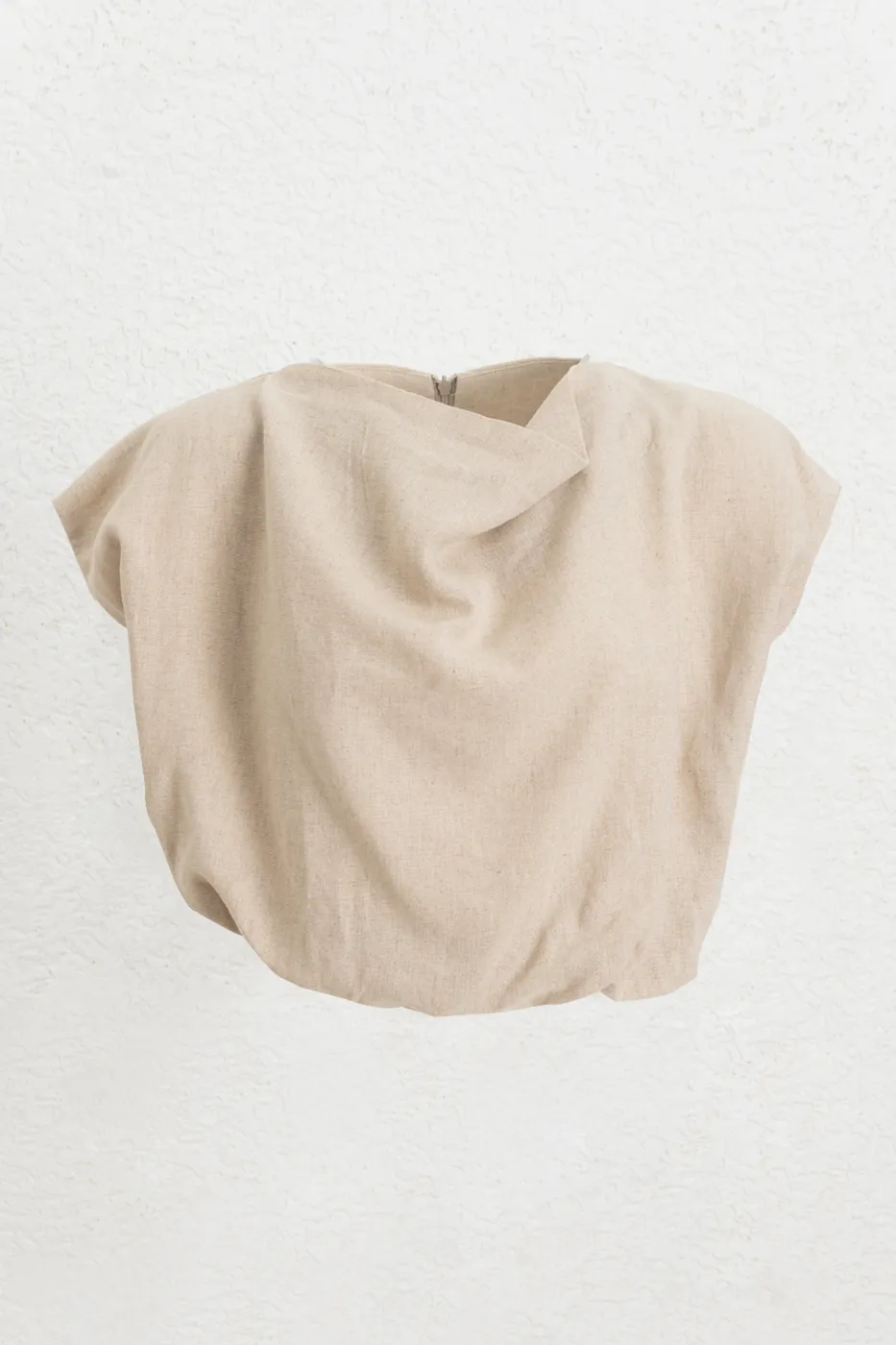 Bayan Bej Degaje Yakalı Balon Bluz