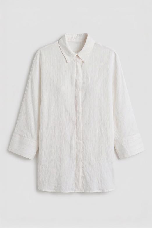 Keten Karışımlı Oversıze Gömlek