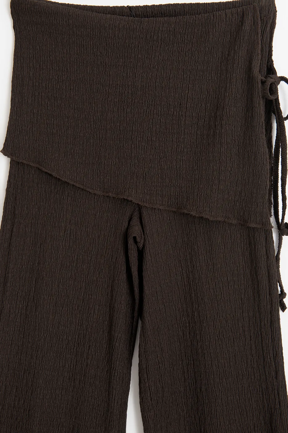 Bayan Kahverengi Dokulu Bağcıklı Pareolu Pantolon