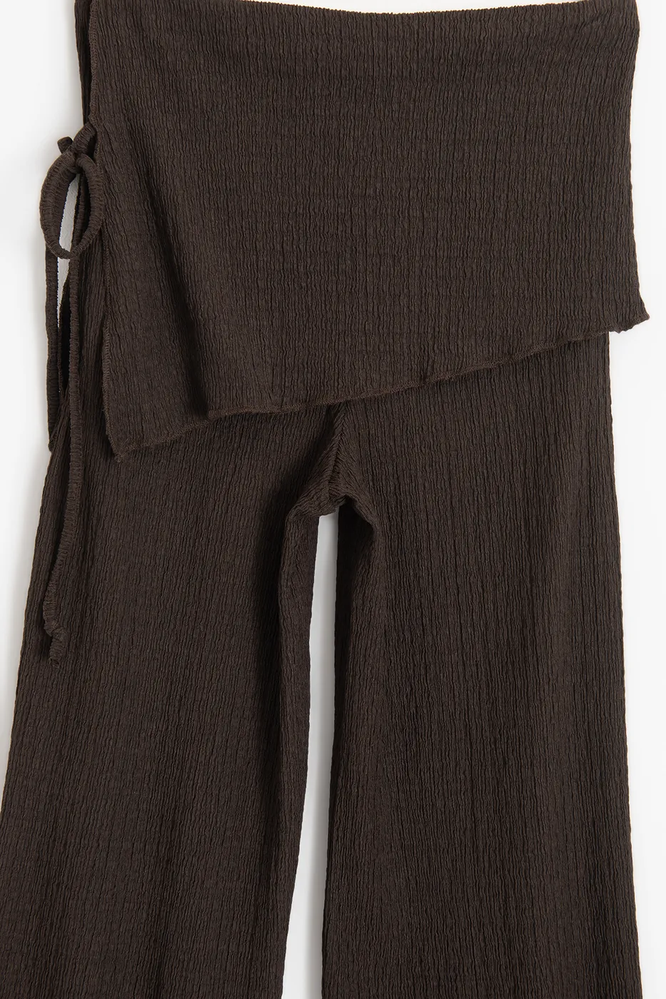 Bayan Kahverengi Dokulu Bağcıklı Pareolu Pantolon