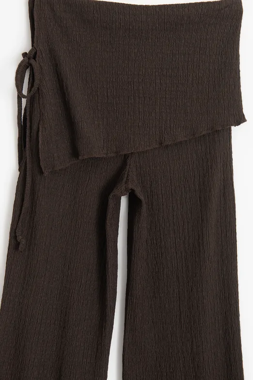 Bayan Kahverengi Dokulu Bağcıklı Pareolu Pantolon - BSL