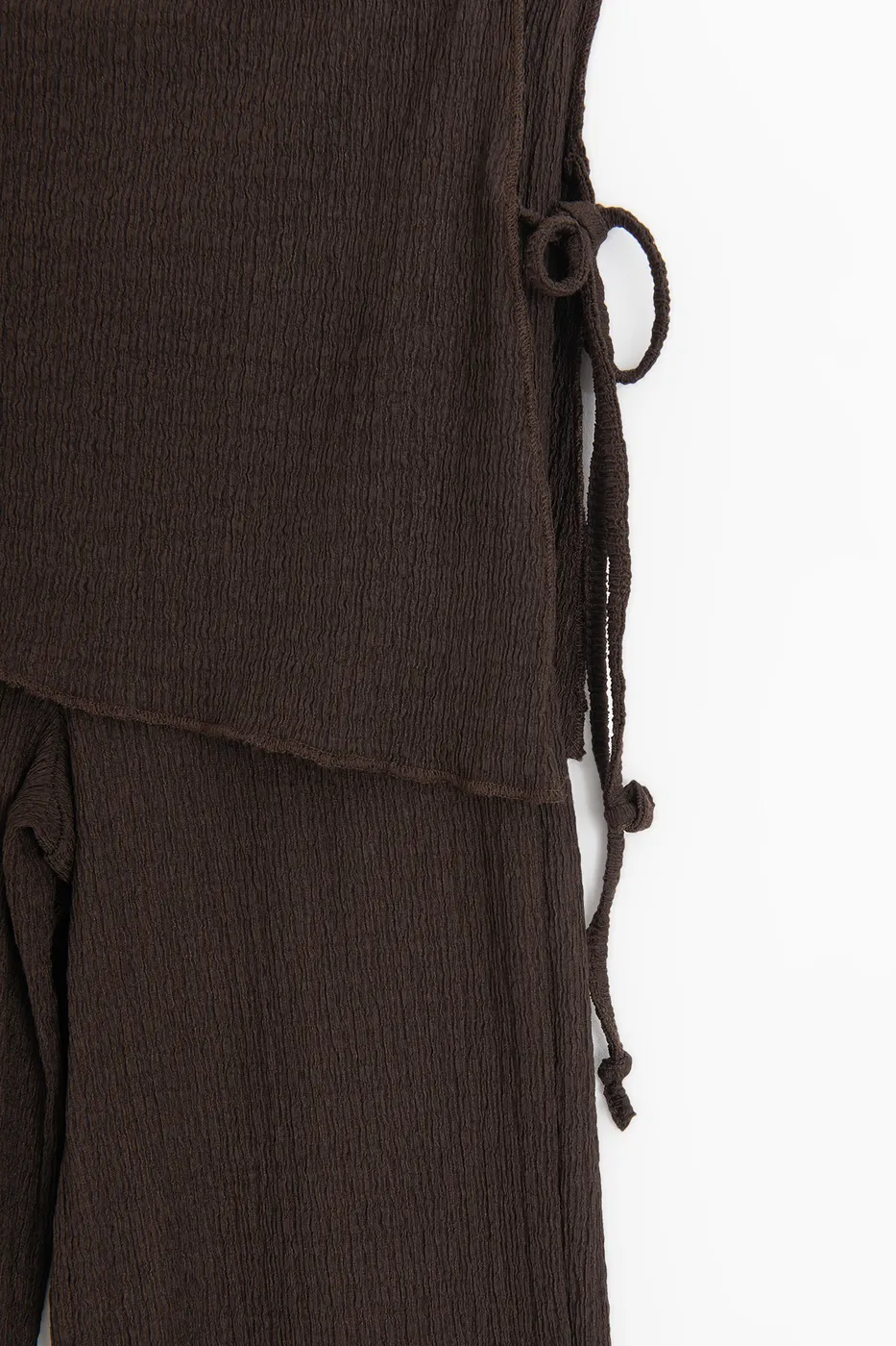 Bayan Kahverengi Dokulu Bağcıklı Pareolu Pantolon