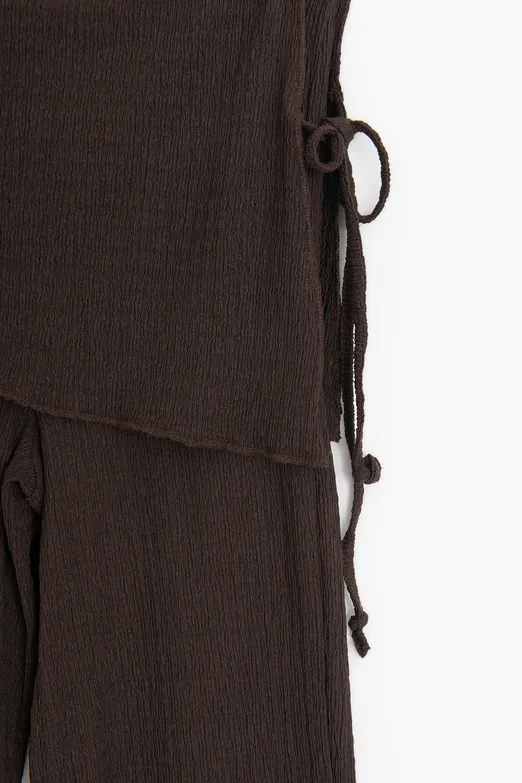 Bayan Kahverengi Dokulu Bağcıklı Pareolu Pantolon - BSL