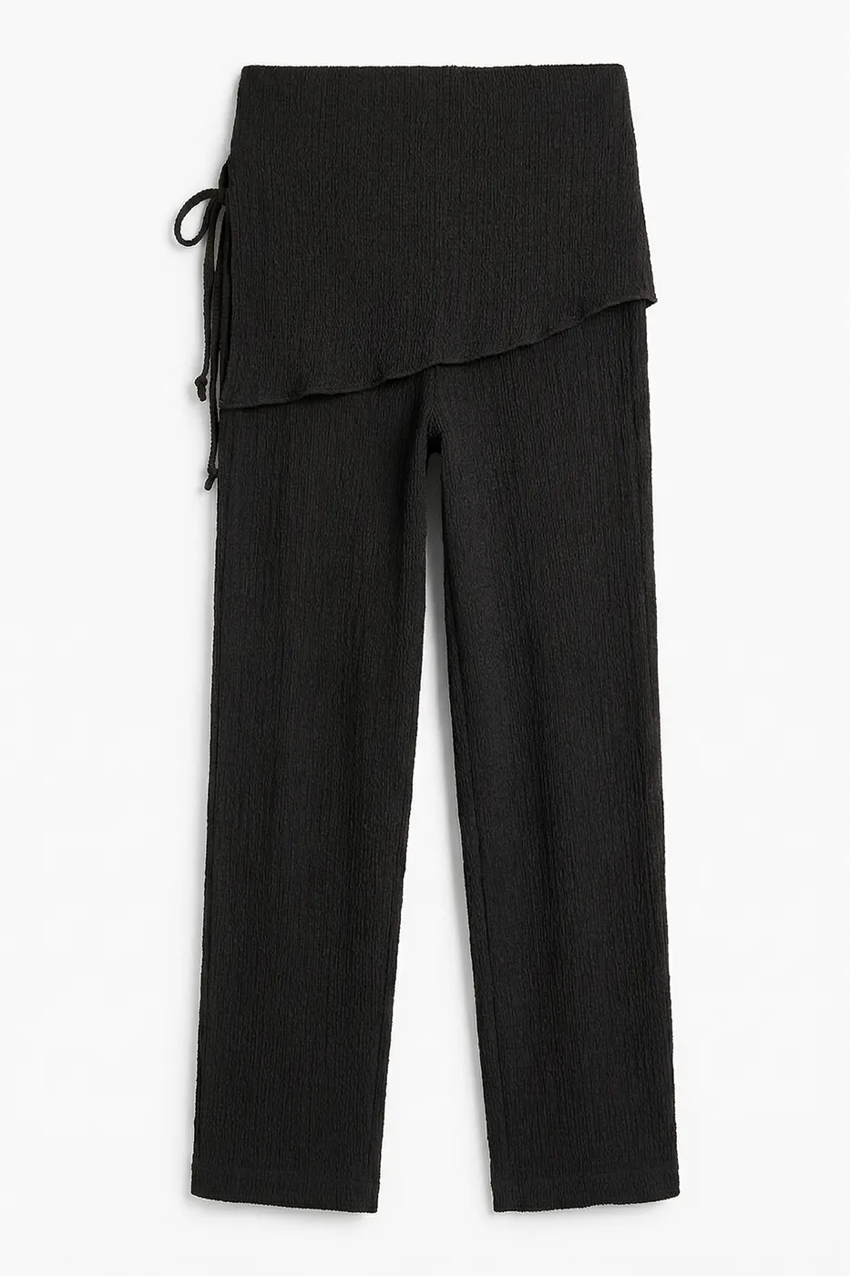 Bayan Siyah Dokulu Bağcıklı Pareolu Pantolon