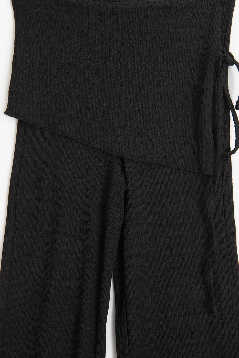 Bayan Siyah Dokulu Bağcıklı Pareolu Pantolon