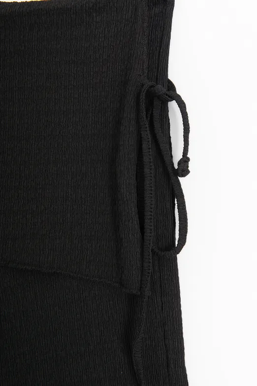 Bayan Siyah Dokulu Bağcıklı Pareolu Pantolon - BSL