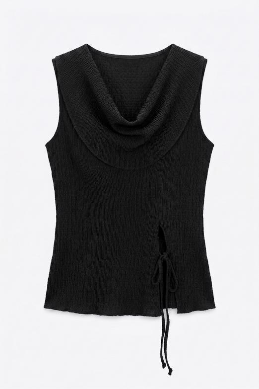 Bayan  Degaje Yakalı Dokulu Bağlama Detaylı Bluz