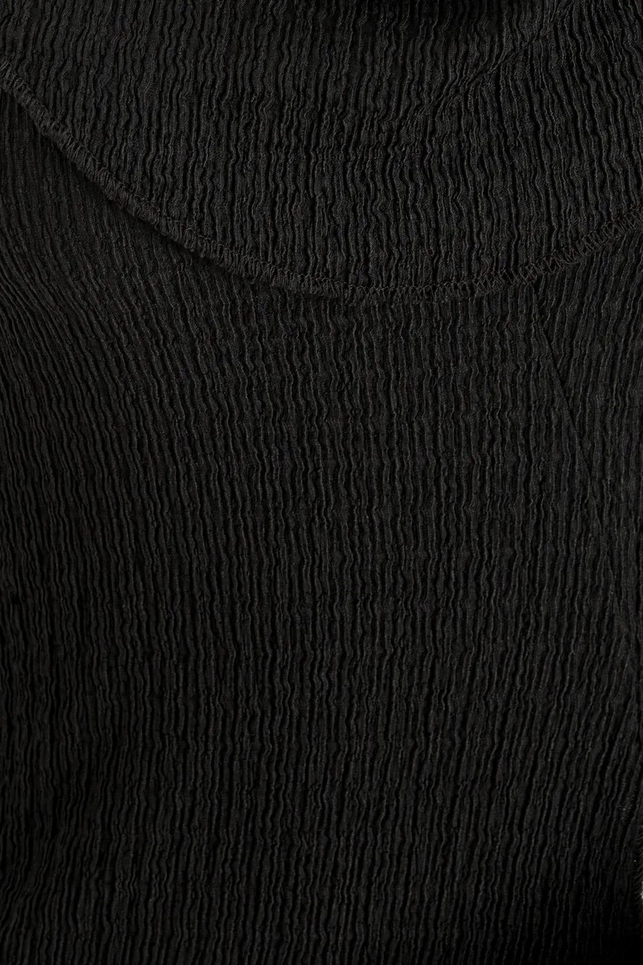 Bayan Siyah Degaje Yakalı Dokulu Bağlama Detaylı Bluz