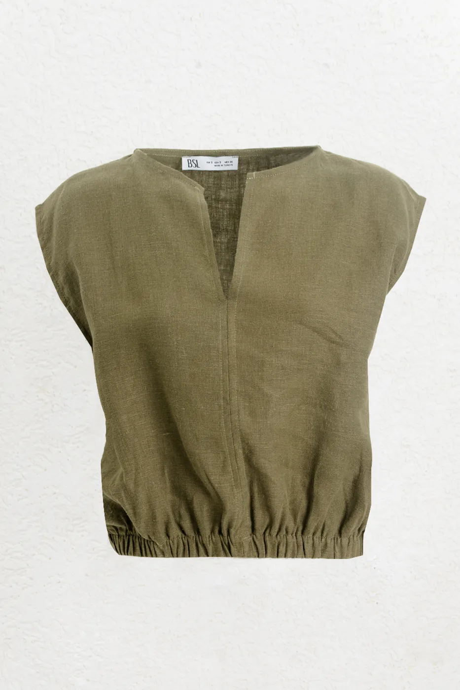 Bayan Haki %100 Elastik Kenarlı Keten Bluz