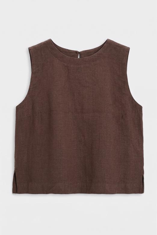 % 100 Keten Kolsuz Bluz