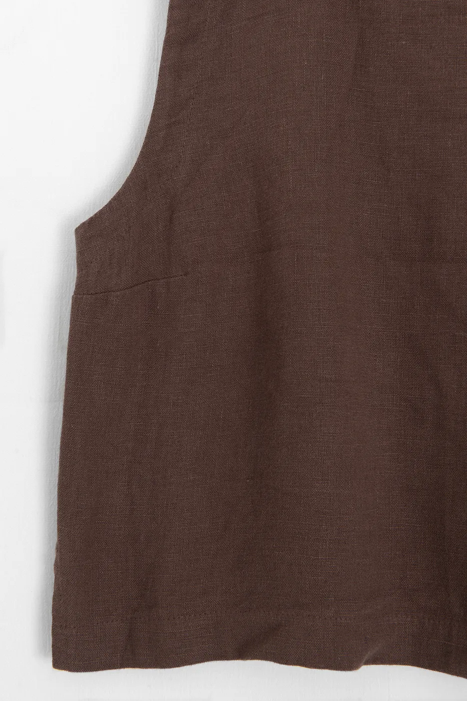 Bayan Kahverengi % 100 Keten Kolsuz Bluz