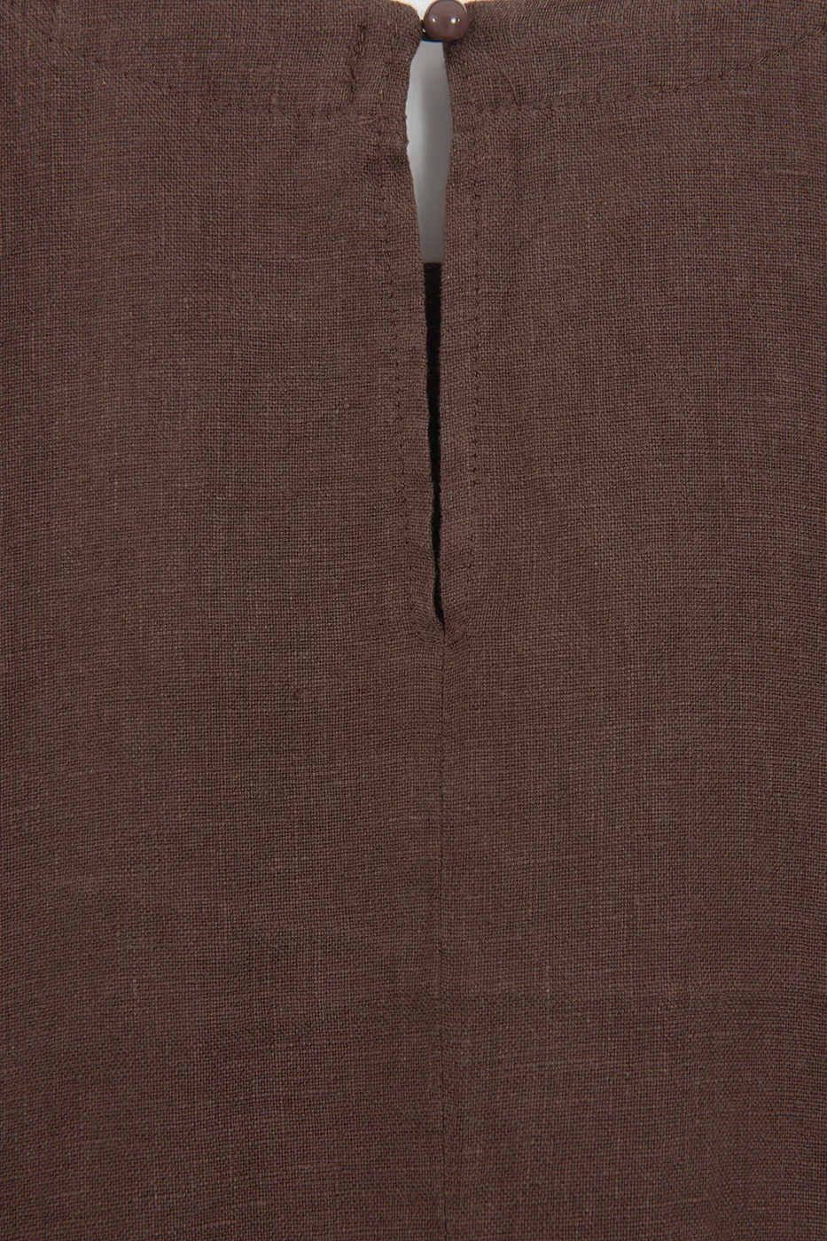 Bayan Kahverengi % 100 Keten Kolsuz Bluz