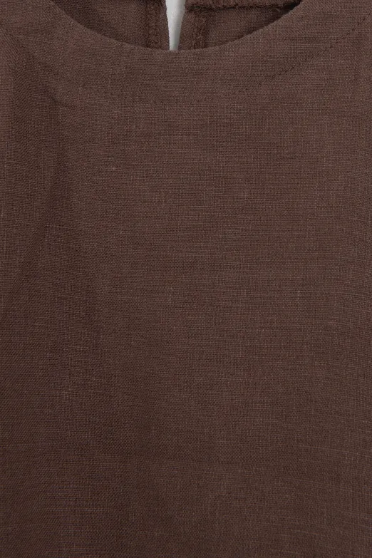 Bayan Kahverengi % 100 Keten Kolsuz Bluz - BSL