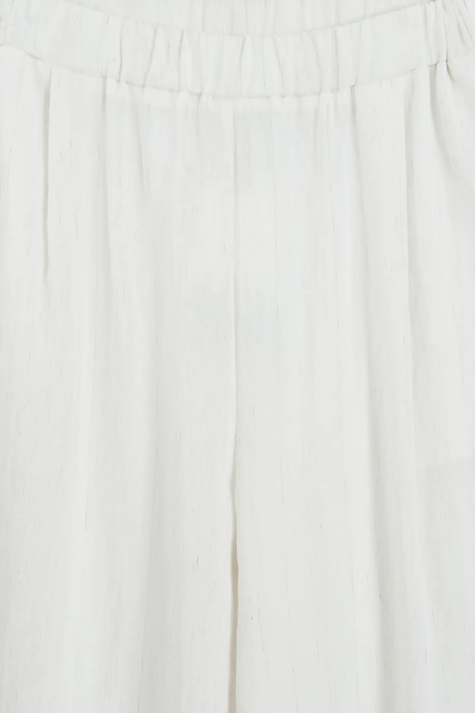 Bayan Ekru Keten Karışımlı Bol Pantolon