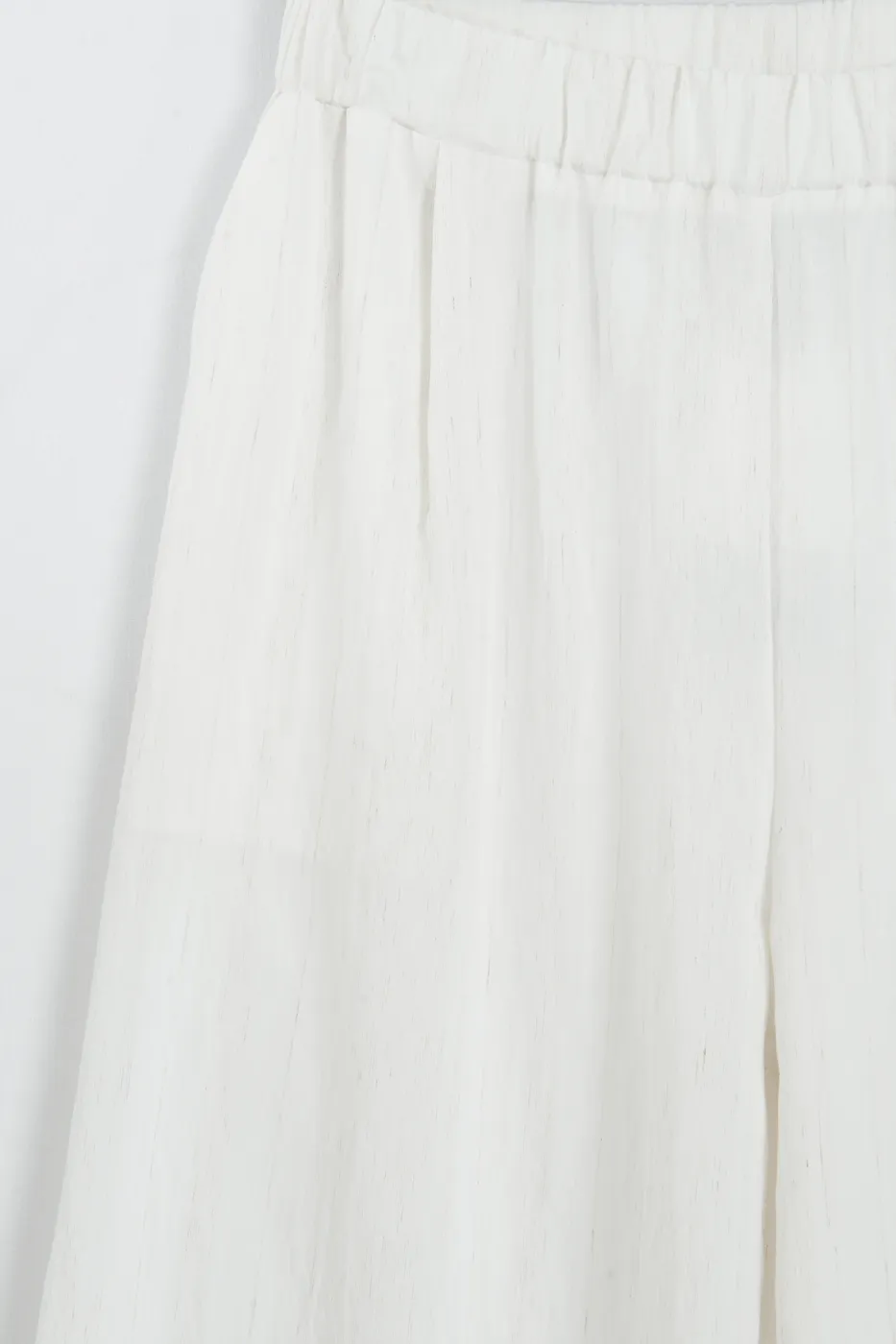 Bayan Ekru Keten Karışımlı Bol Pantolon