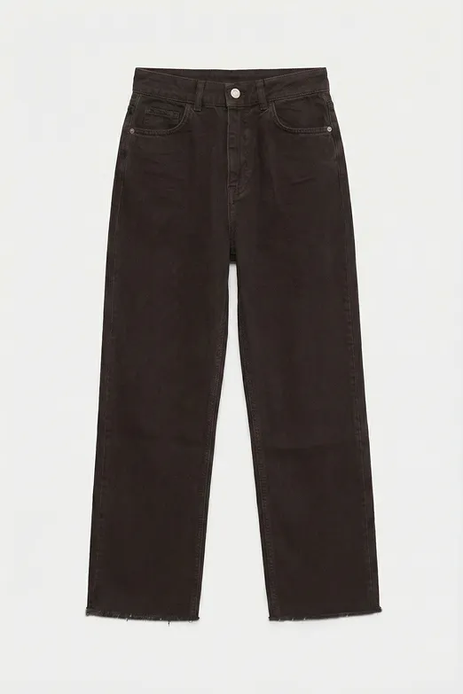 Bayan Kahverengi High Rise Denim Pantolon - BSL