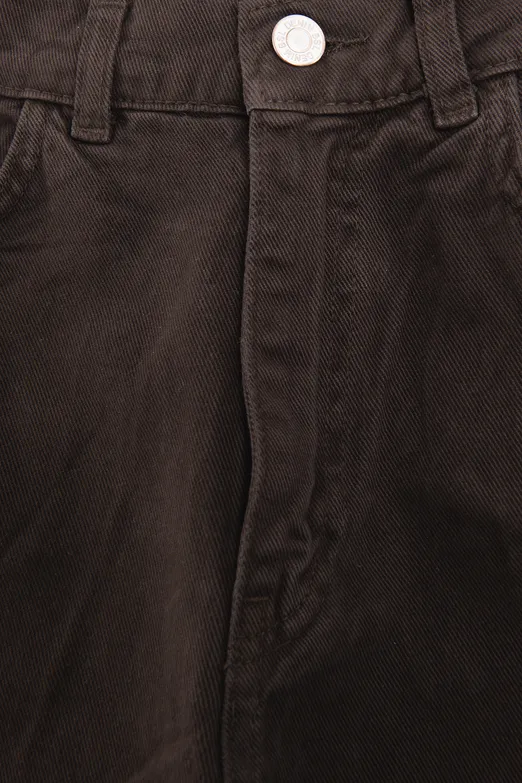 Bayan Kahverengi High Rise Denim Pantolon - BSL