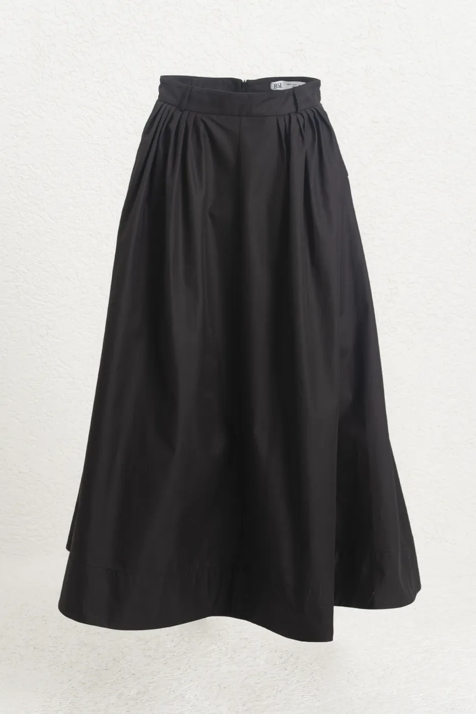 Bayan Siyah Pileli Midi Etek