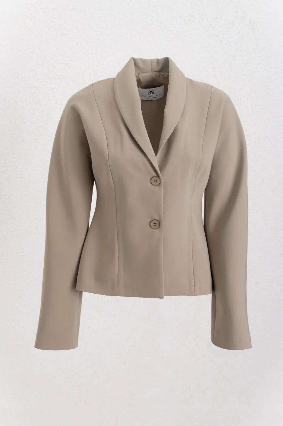 Bayan Bej Şal Yaka  Blazer Ceket