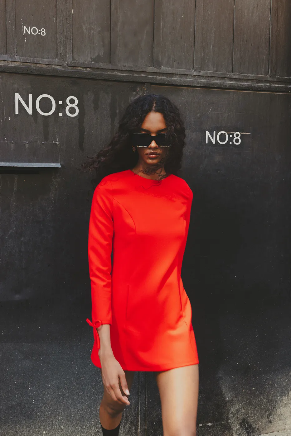 Bayan Kırmızı Fiyonk Detaylı Mini Elbise