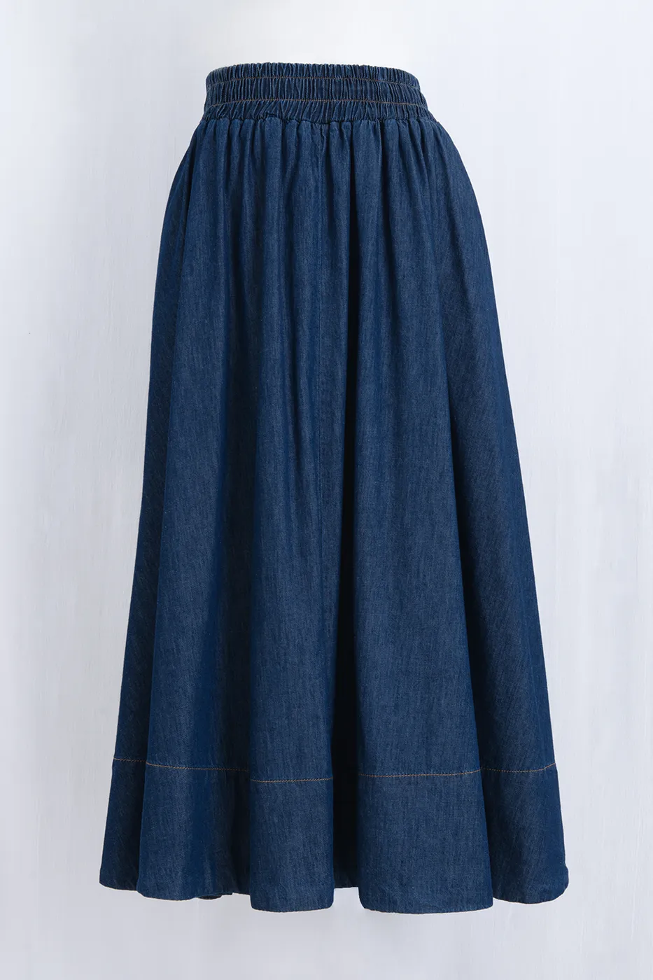 Bayan Lacivert Büzgülü Kloş Maksi Etek