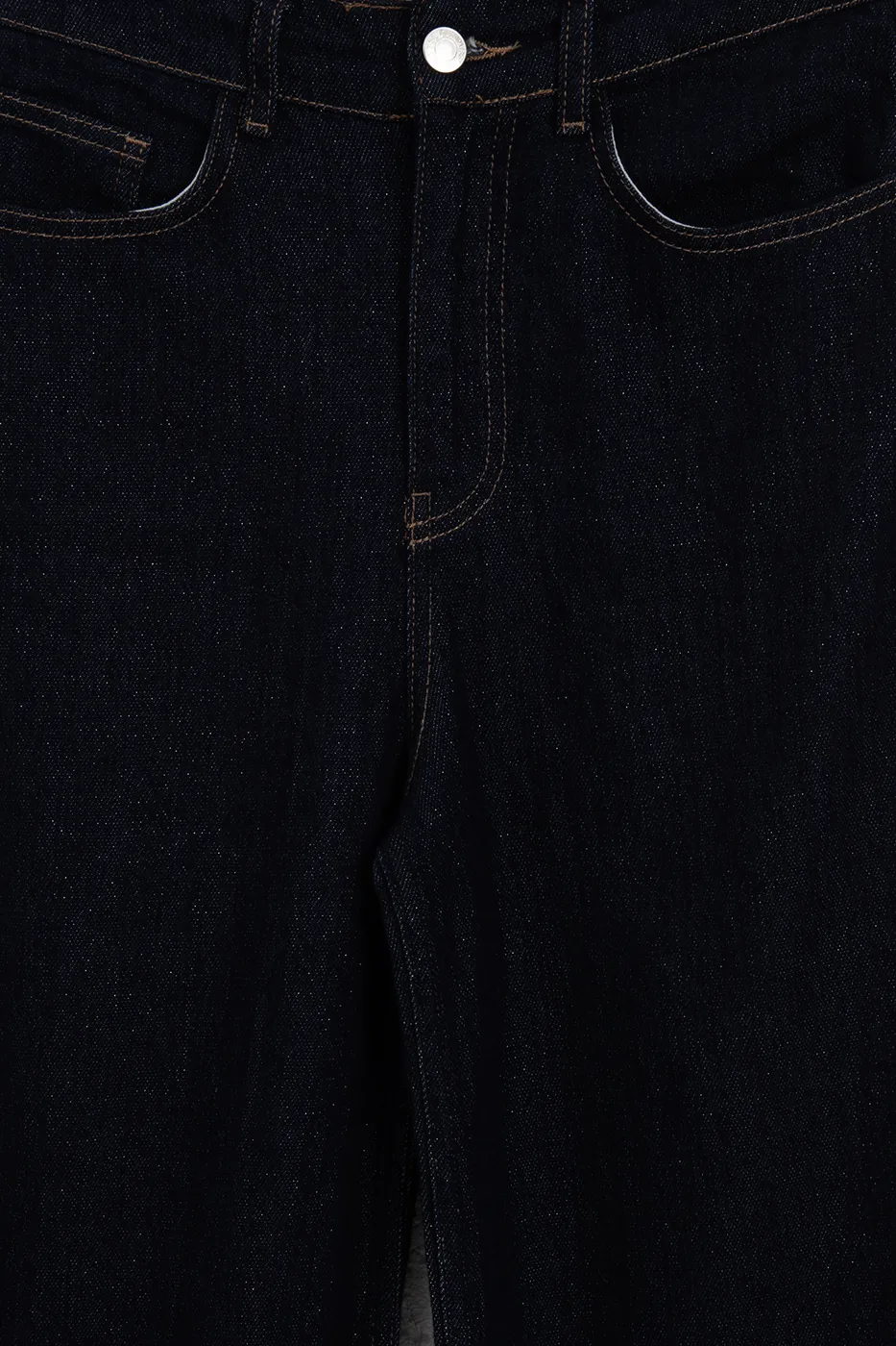 Bayan Lacivert Sim Karışımlı Düz Kesim Denim Pantolon