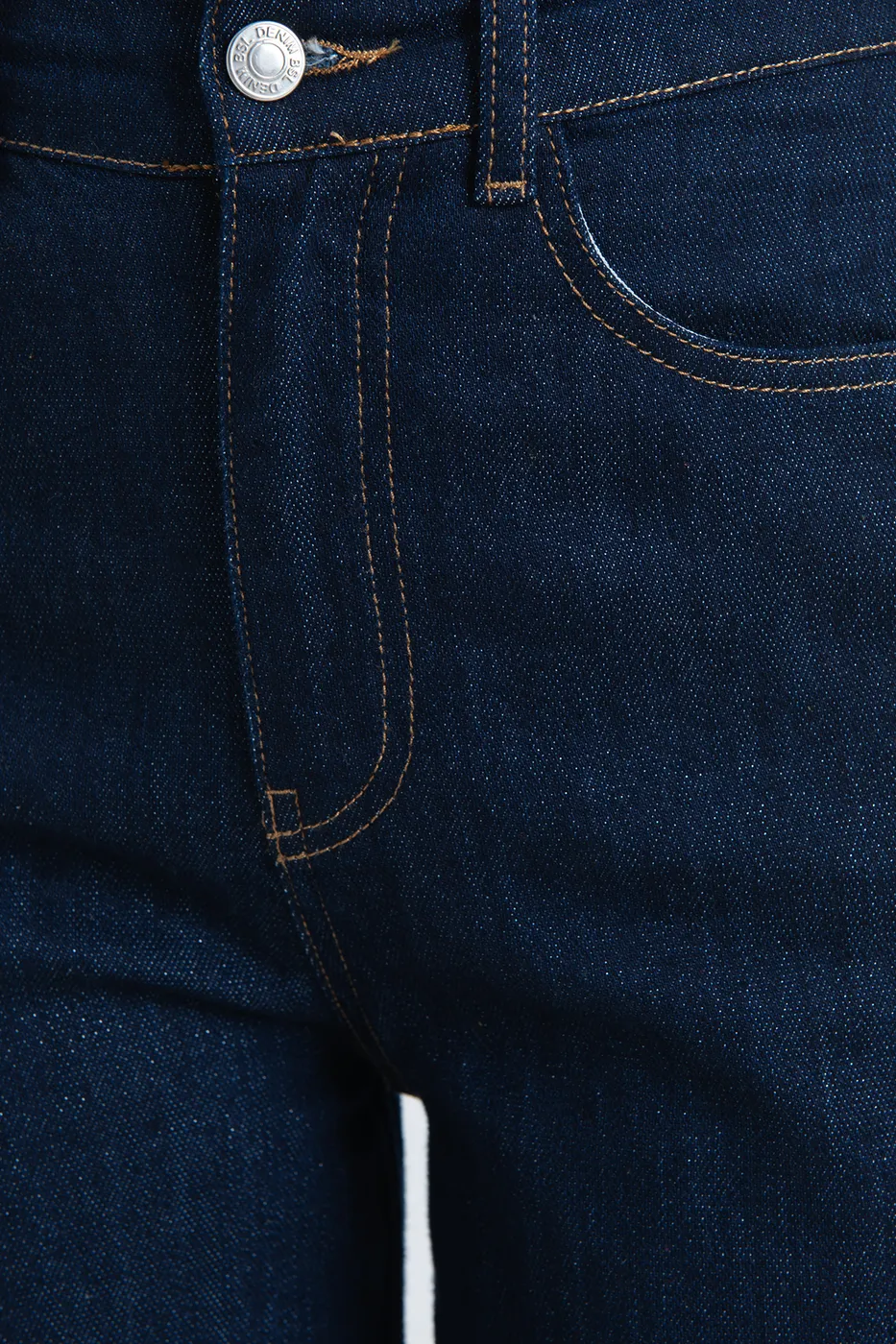 Bayan Lacivert Sim Karışımlı Düz Kesim Denim Pantolon